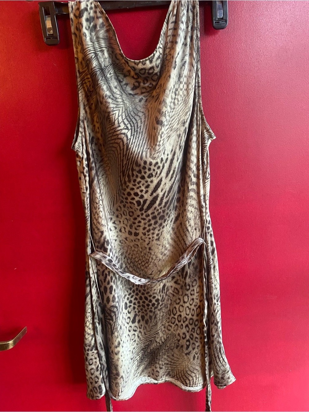 Lafayette 148 New York Grey Beige & Black Animal Print Cowl Neck Tunic - Picture 2 of 4